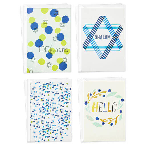 Shalom and L'Chaim Assorted Blank Cards, Pack of 8, 