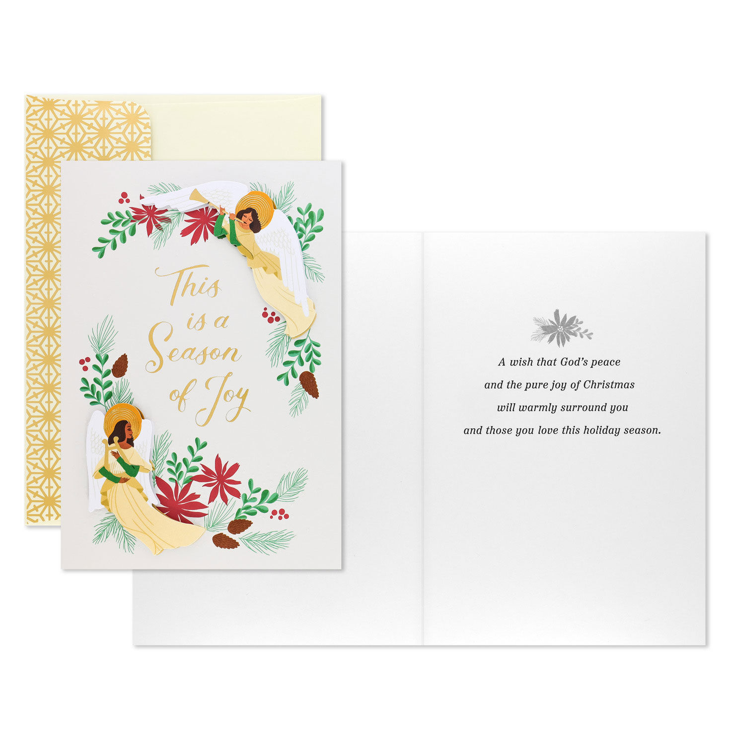 Angels and Flowers Boxed Christmas Cards Card Front with Sentiment image number 3