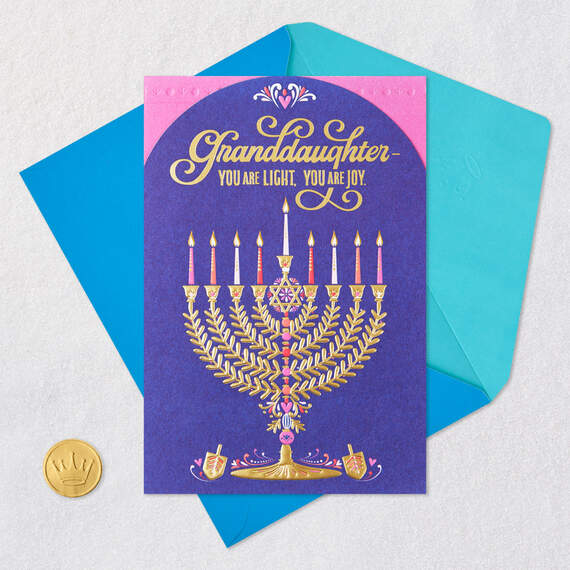 You Are Light and Joy Hanukkah Card for Granddaughter, , large image number 5