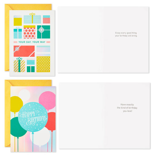 Iridescent Birthday Icons Assortment Birthday Cards, Pack of 16, 
