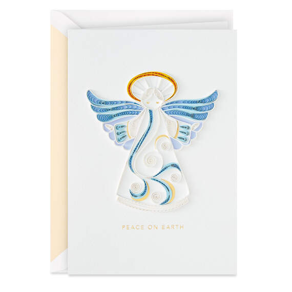 Peace on Earth Angel Quilled Paper Handmade Christmas Card, , large image number 1