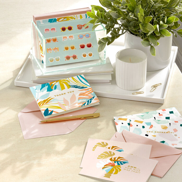 Hallmark Box Note Cards Tropical Style Assorted Blank Note Cards in Caddy, Pack of 40 - Note ...