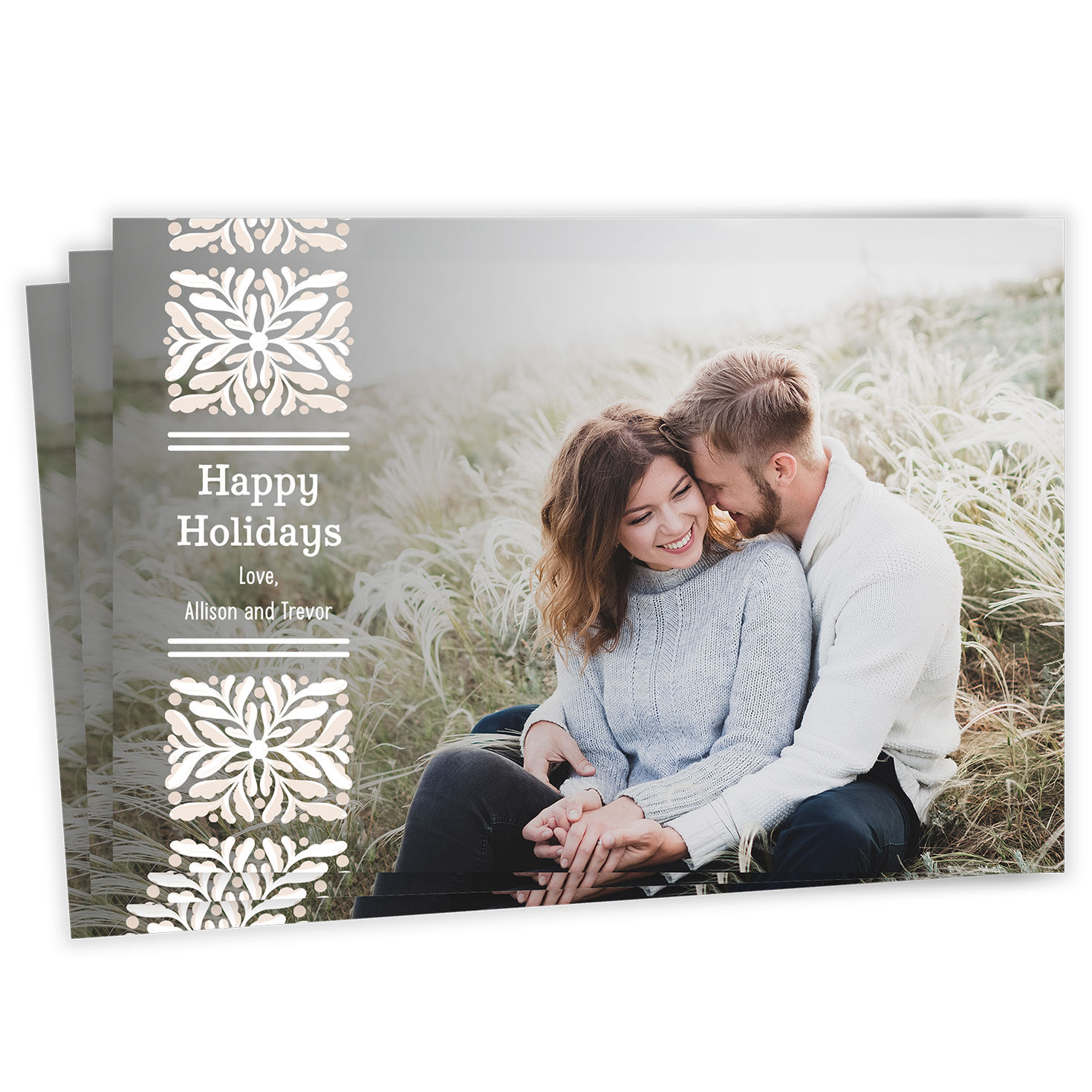 Botanical Stamp Flat Holiday Photo Card