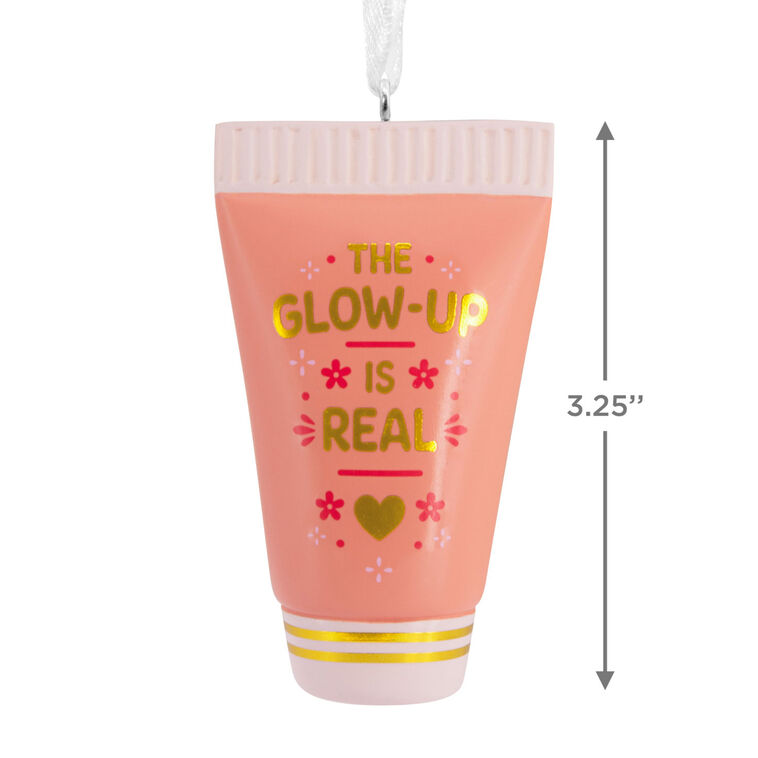 Glow-Up Is Real Bottle Christmas Ornament measurement image number 3