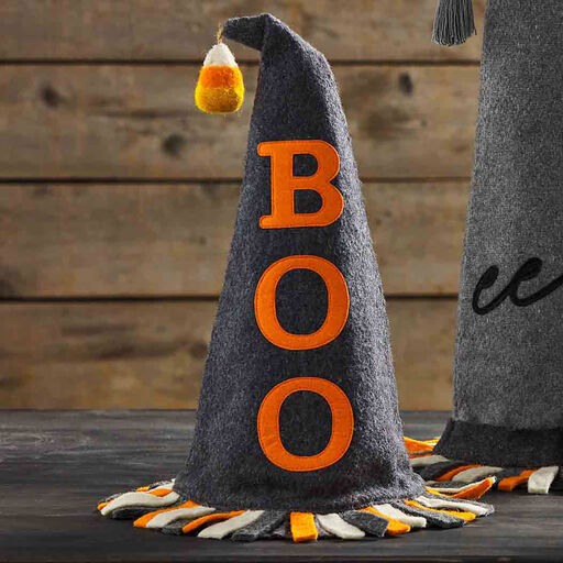 Mud Pie Boo Felted Wool Witch Hat Sitter, 11.5", 