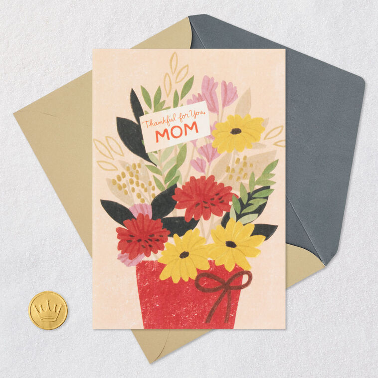 Flowers in Pot Religious Thanksgiving Card for Mom Card Front with Envelope and Gold Seal image number 7