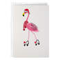 Flamingo in Roller Skates and Santa Hat Christmas Card, , large image number 1