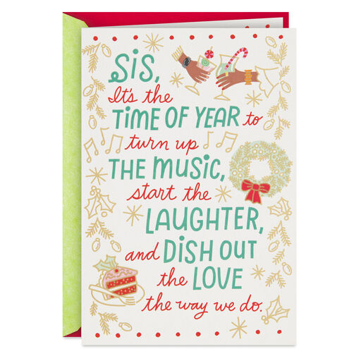 Dish Out the Love Christmas Card for Sis, 