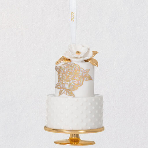 A Sweet Beginning Wedding Cake 2022 Porcelain Ornament, 