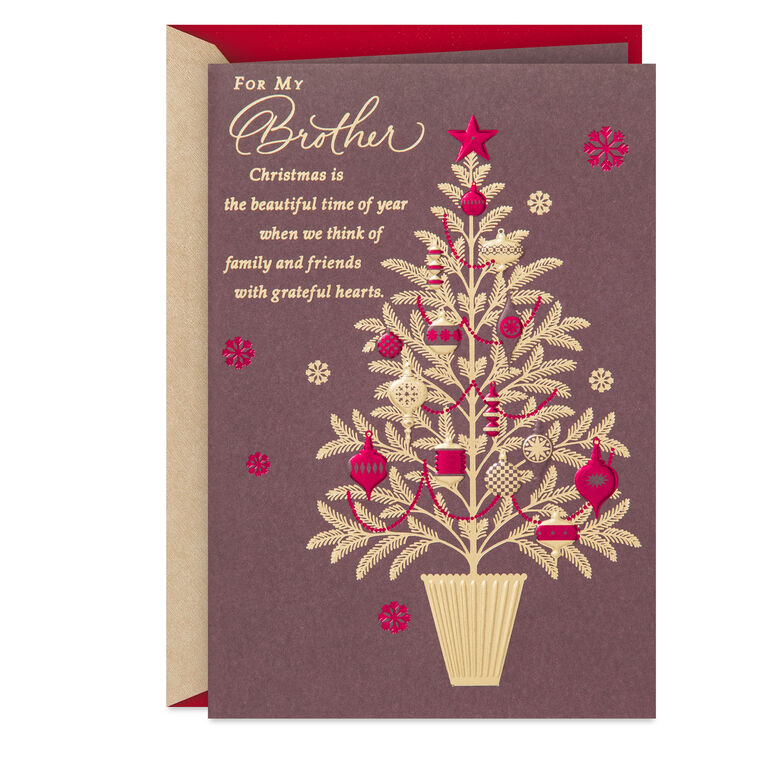 Grateful Hearts Christmas Card for Brother