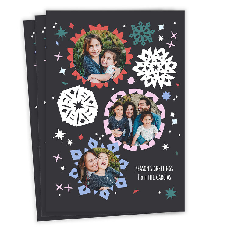 Bright Paper Snowflakes Flat Holiday Photo Card