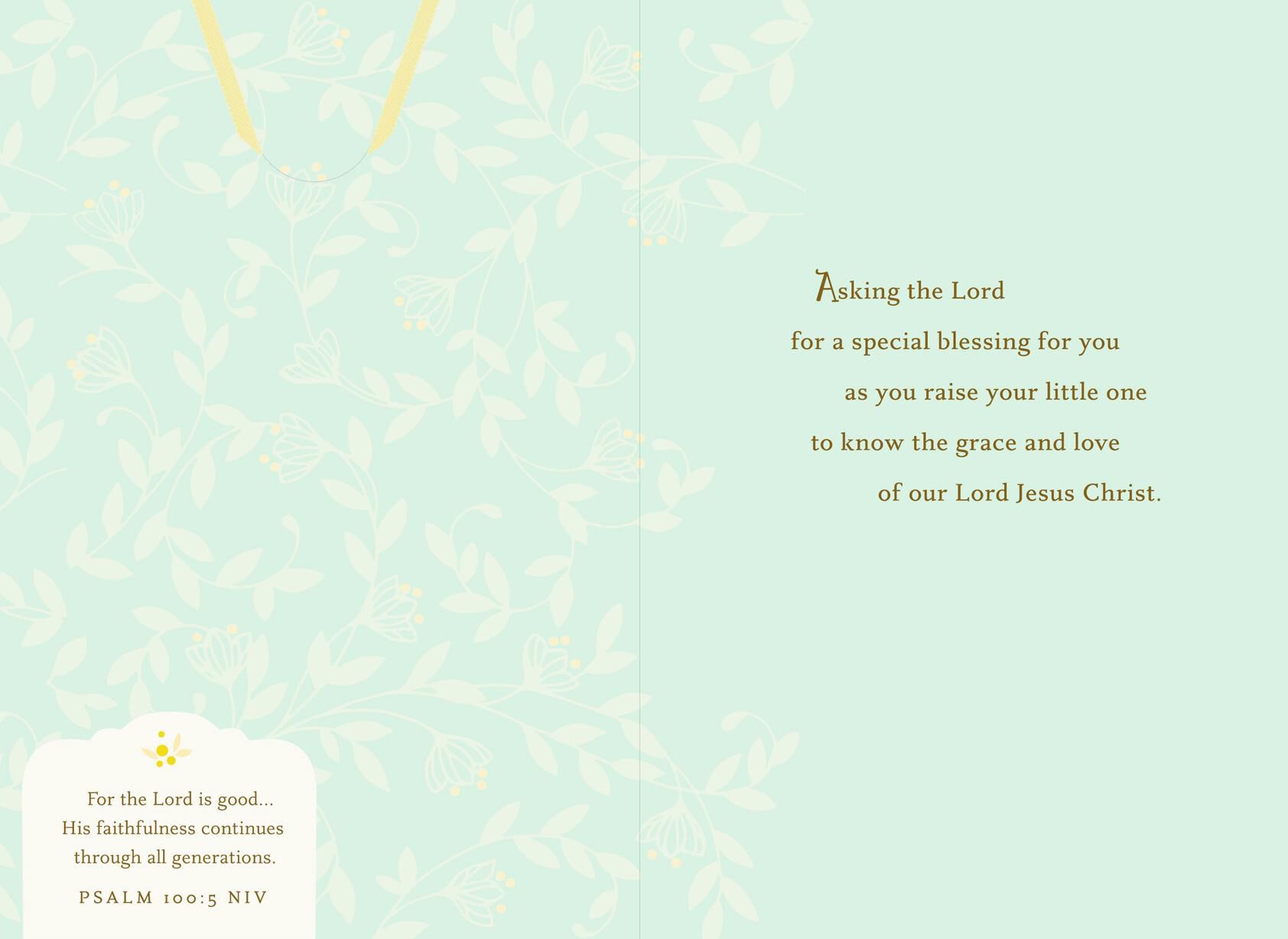 Gold Flowers Special Blessing Baptism Card