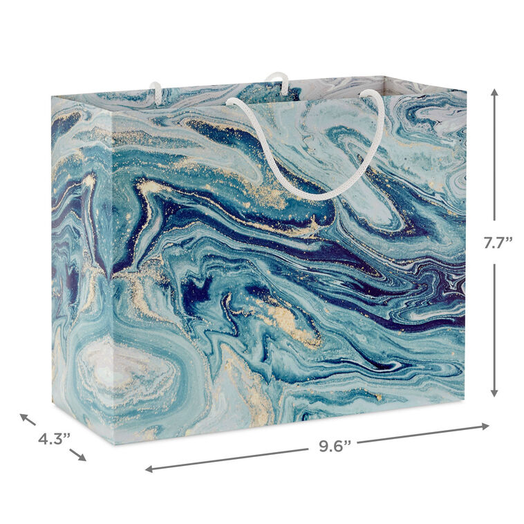 Navy and Gold Marbled Horizontal Medium Gift Bag measurement image number 3