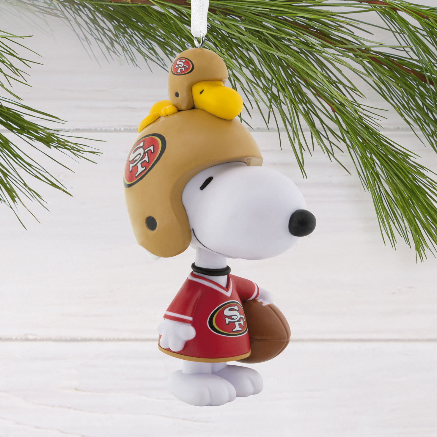 Snoopy San Francisco 49ers Christmas Ornament hanging on tree image number 2