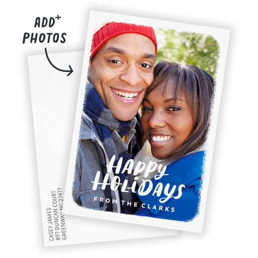 White Frame Happy Flat Holiday Photo Card, 