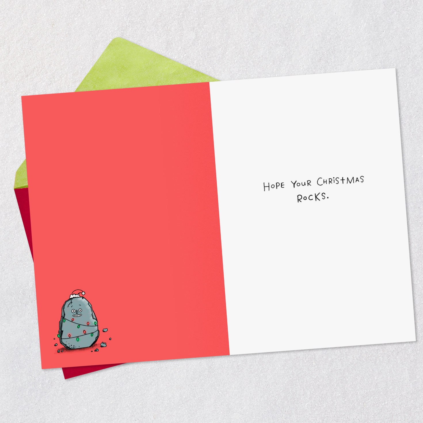 Cartoon Jingle Bells and Rock Funny Christmas Card Open card with envelope image number 3