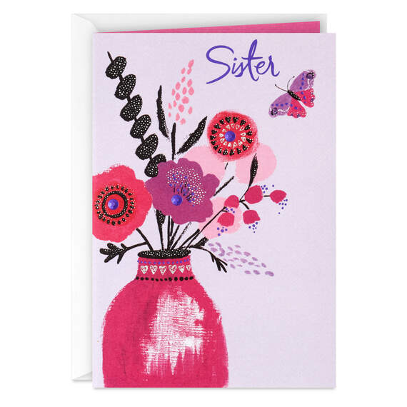 UNICEF Flowers and Butterfly Valentine's Day Card for Sister