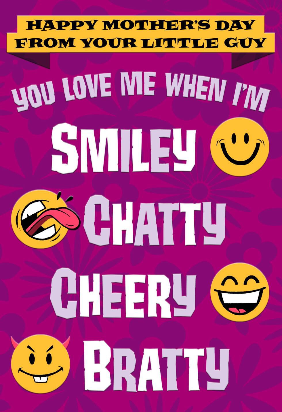 Smiley Face Mother's Day Card From Son