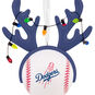 Dodgers Reindeer Baseball Christmas Ornament closeup view image number 5
