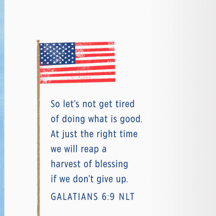 Patriotic Stars on Blue Religious Veterans Day Card scripture image number 3