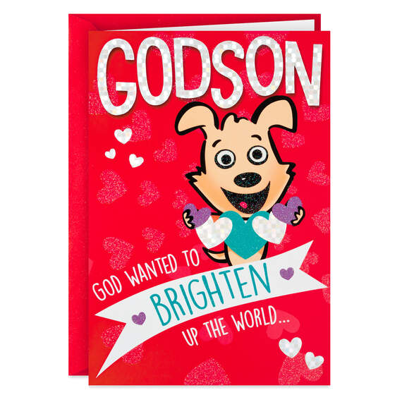 You Brighten the World Valentine's Day Card for Godson, , large image number 1