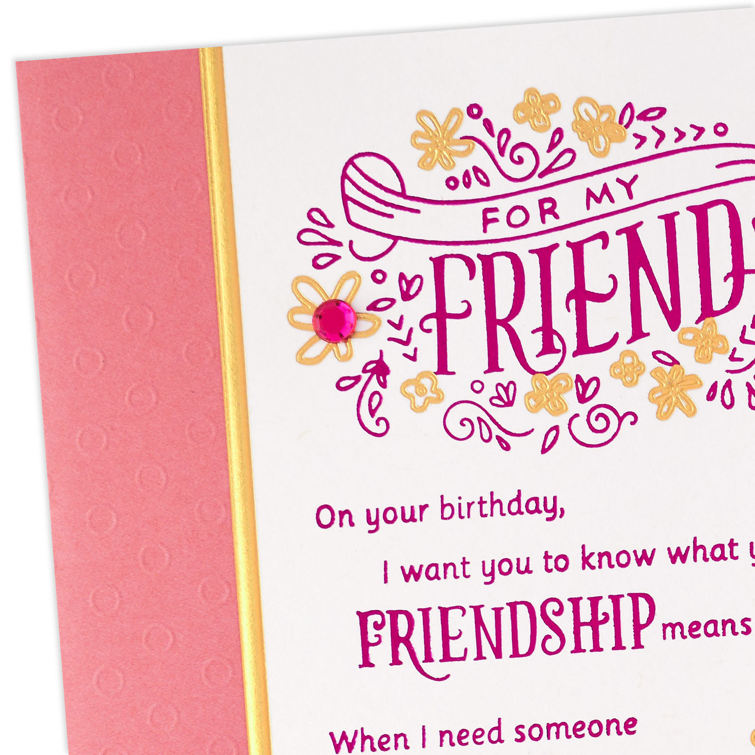 Pink and White Banner Birthday Card for Friend Card Front Detail image number 5