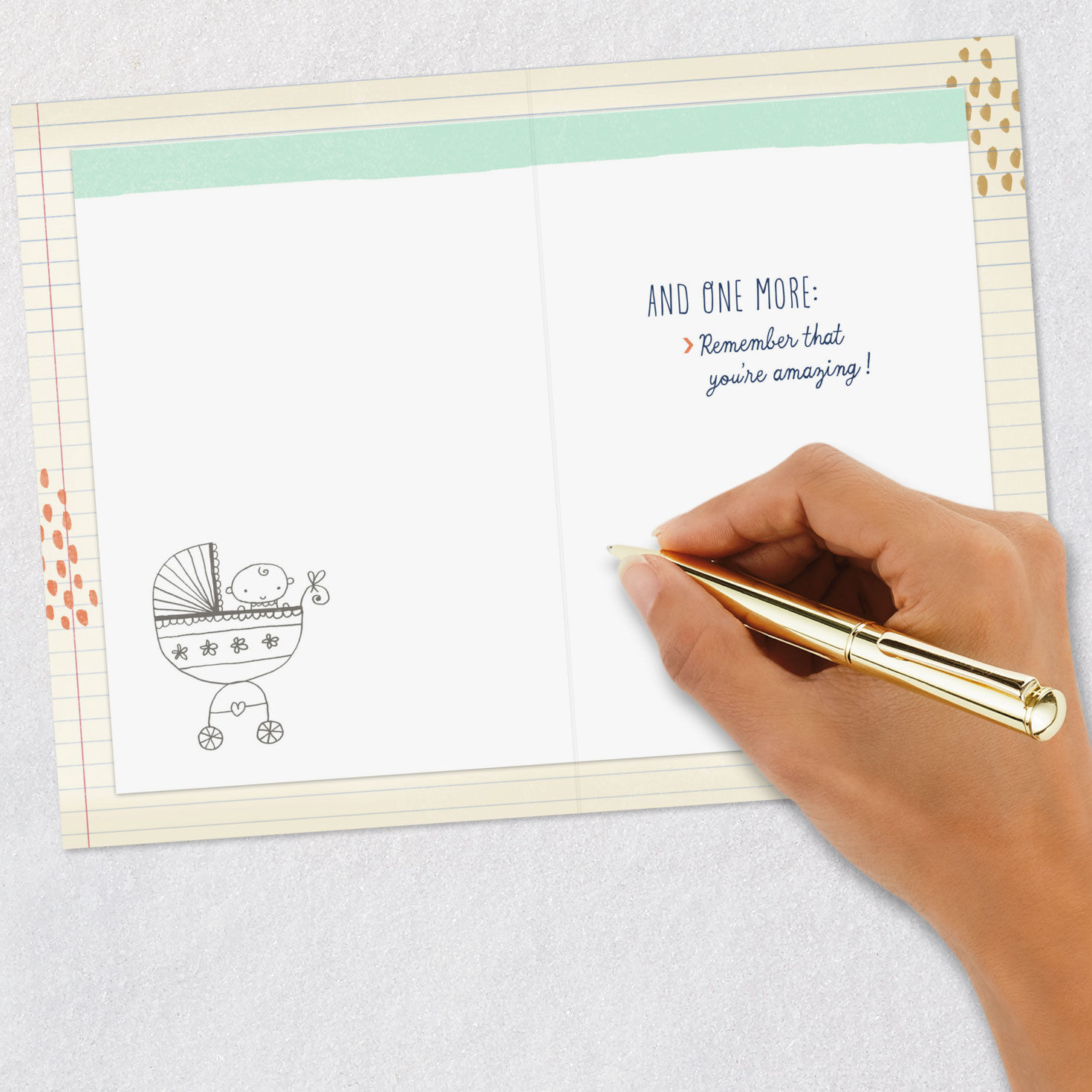 List on Notebook Paper New Baby Card for Parents Signing card image number 6