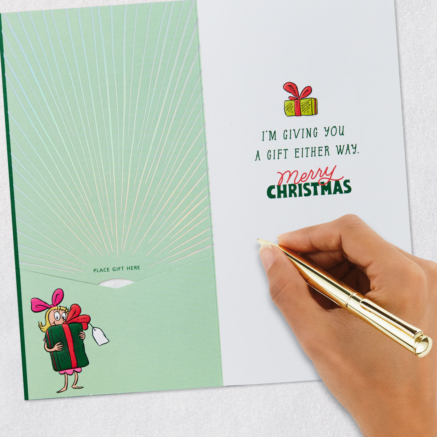 Santa Grinch Gift Card Holder Christmas Card Signing card image number 7