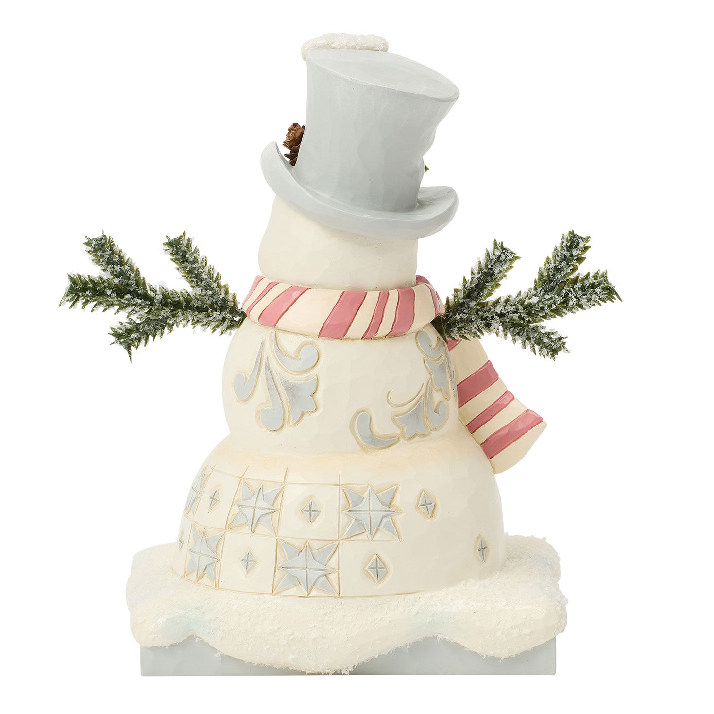 Snowman With Evergreen Arms Jim Shore Statue Back image number 2
