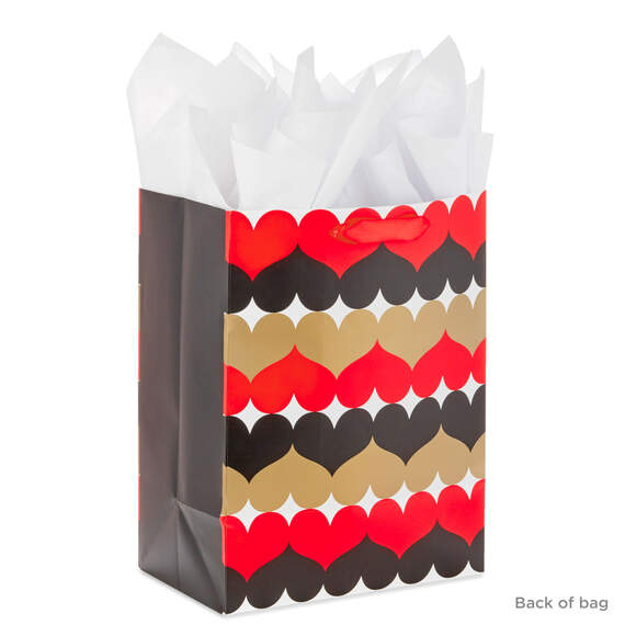 17" Rows of Hearts Extra-Deep Valentine's Day Gift Bag With Tissue Paper, , large image number 6