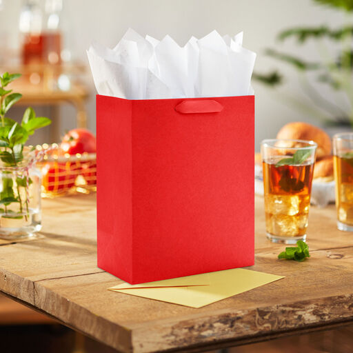 9.6" Red Medium Gift Bag, 