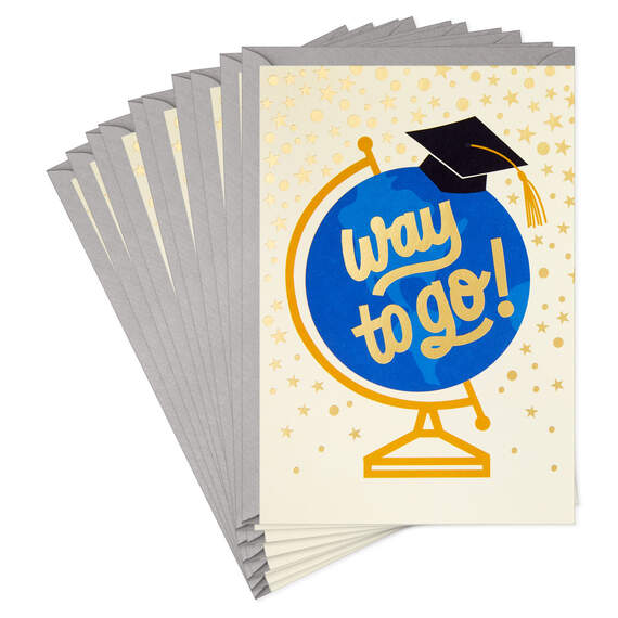 Blue Globe Way to Go Graduation Cards, Pack of 10