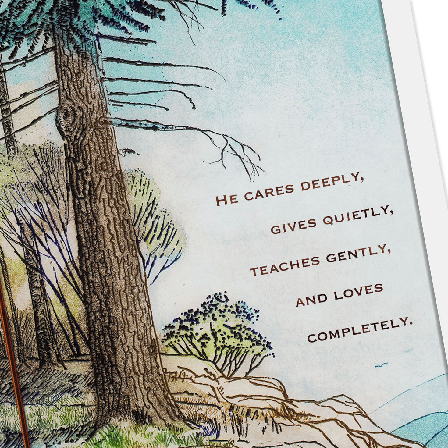 Pine Tree Landscape Scene Birthday Card for Dad, , large image number 4