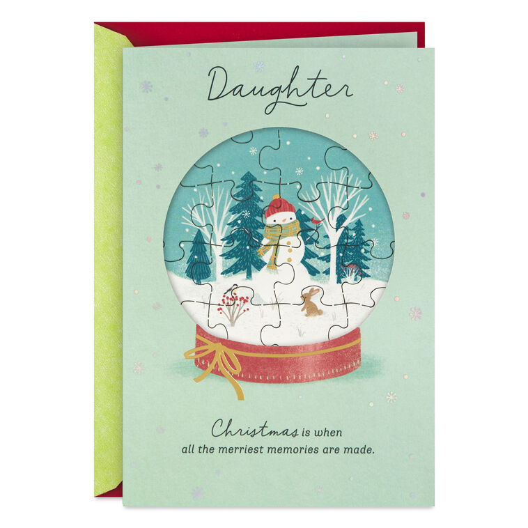 Merriest Memories Christmas Card for Daughter With Puzzle
