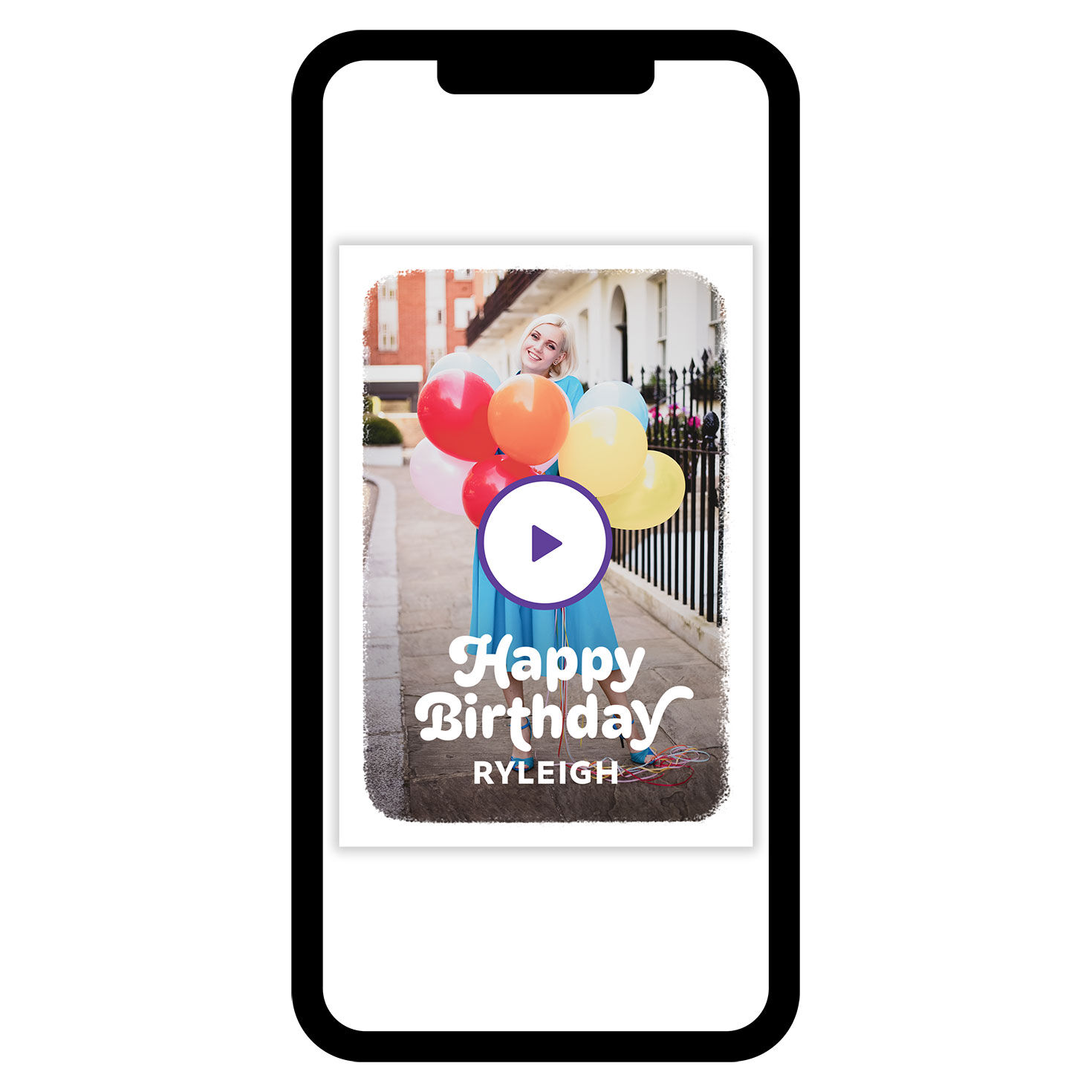 Personalized White Outline Vertical Birthday Photo Card  image number 1