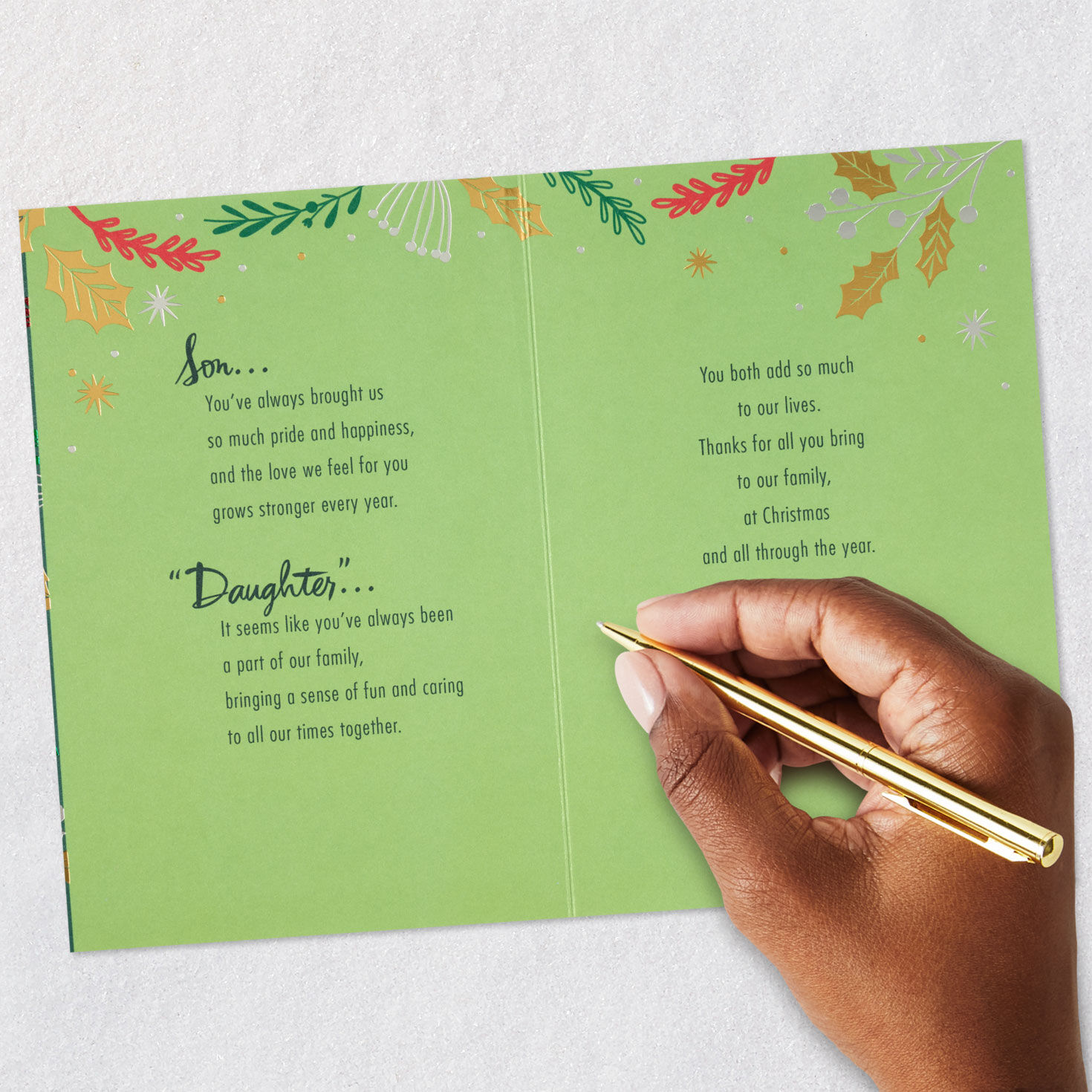 Festive Botanicals Son and Daughter-in-Law Christmas Card Signing card image number 8