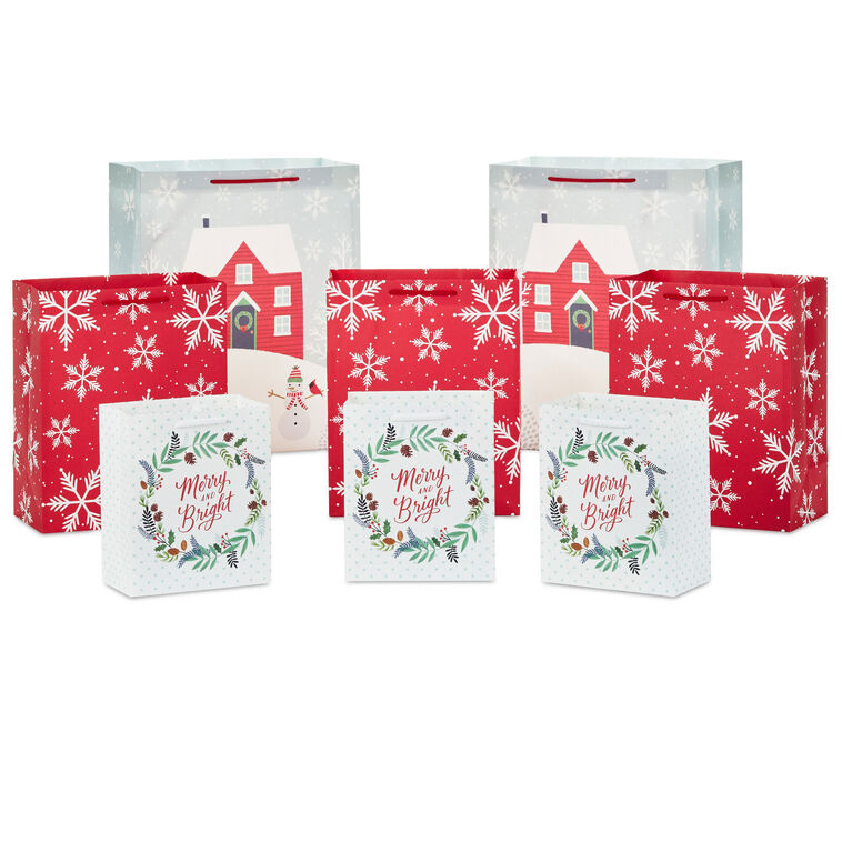 Merry and Bright 8-Pack Assortment Christmas Gift Bags