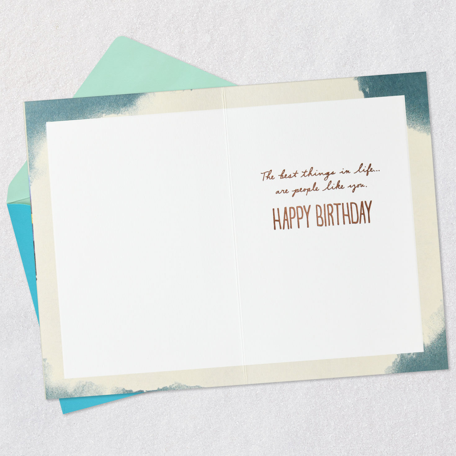 Watercolor Mountains Birthday Card Open card with envelope image number 3