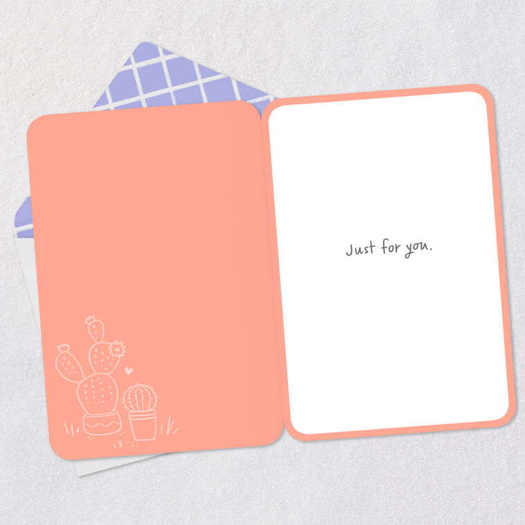 Hedgehog and Cactus Punny Love Card for Kids Open card with envelope image number 3