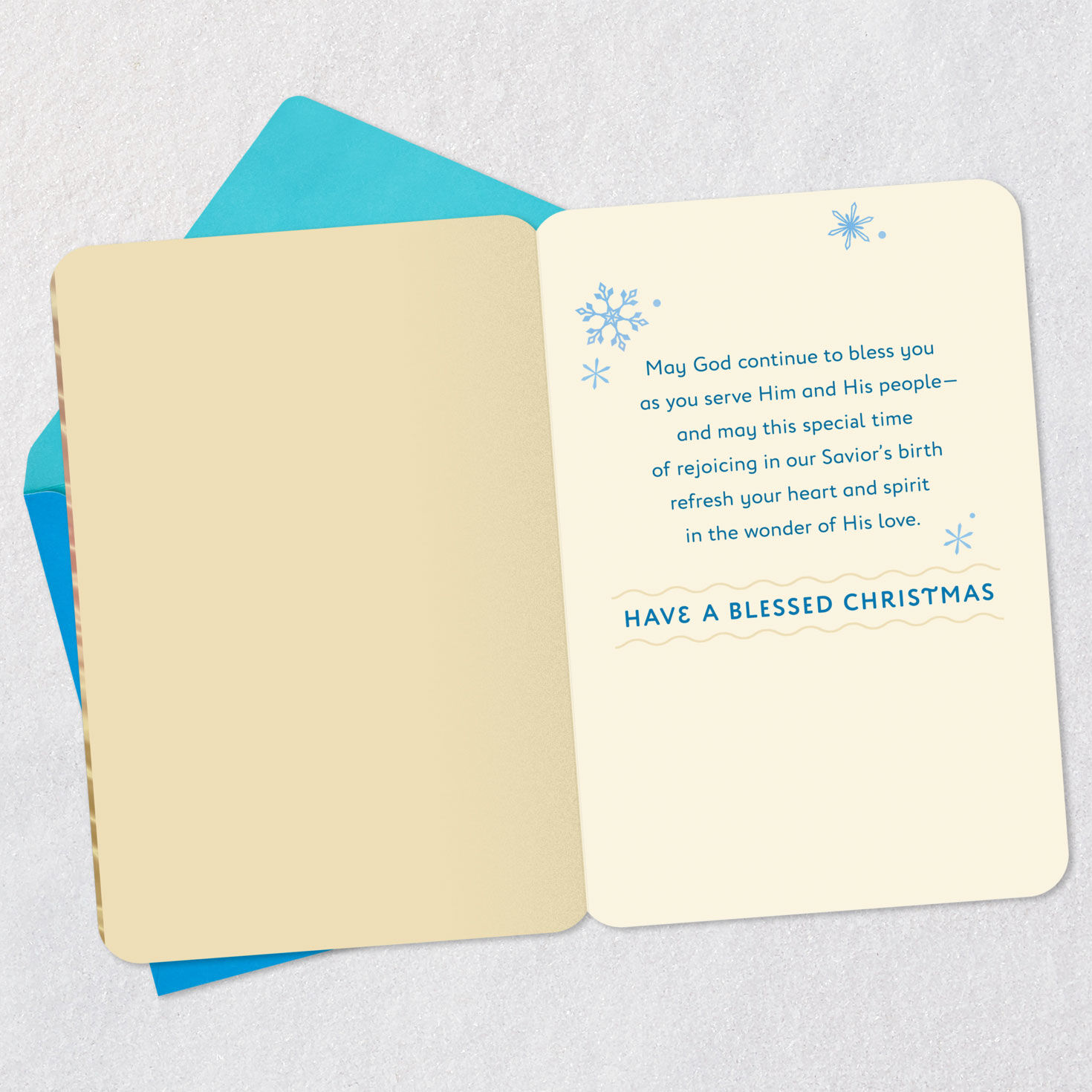 Tree in Snowy Scene Christmas Card for Clergy Open card with envelope image number 3