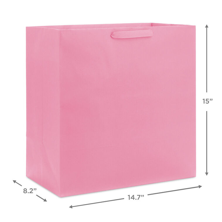 15" Pink Extra-Deep Gift Bag, Pink, large image number 3