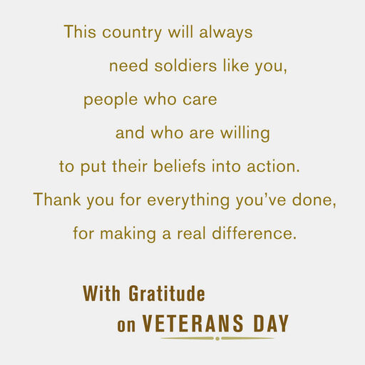 U.S. Army Thank You for Your Service Veterans Day Card, 