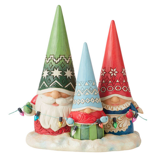 Jim Shore Christmas Lights Gnome Family Figurine, 6.5", 