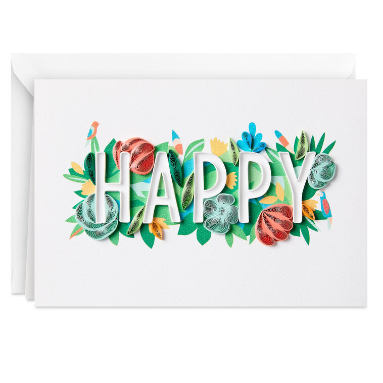 A Day Filled With Happy Quilled Paper Handmade Birthday Card