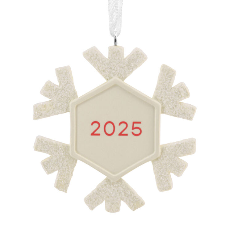 Our First Christmas White Snowflake Ornament Back image number 6