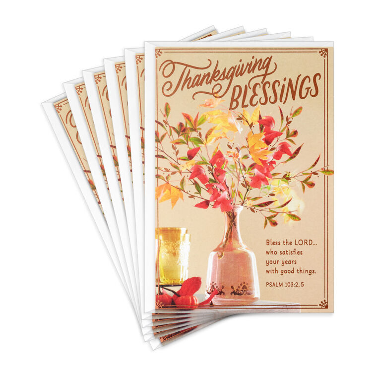 Fall Foliage Bouquet Religious Thanksgiving Cards, Pack of 6, , large image number 1
