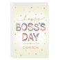 Colored, Gold Letters Personalized Boss's Day Card Card Front with Envelope image number 1