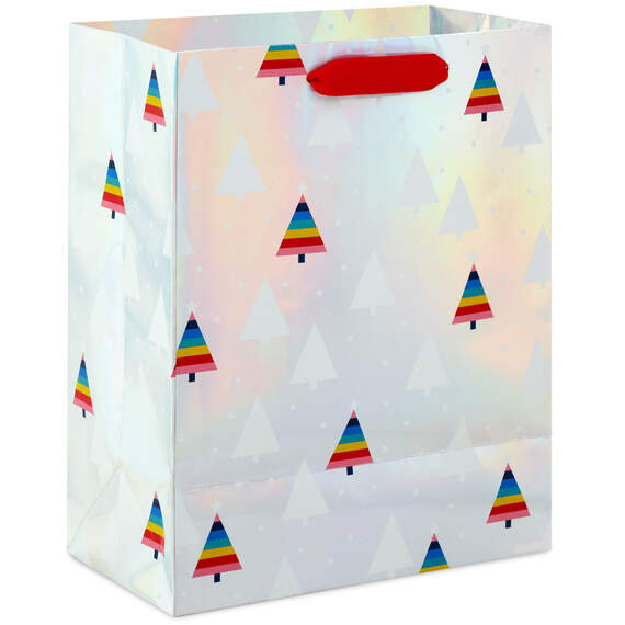 9.6" Rainbow Stripe Tree Medium Christmas Gift Bag, , large image number 6