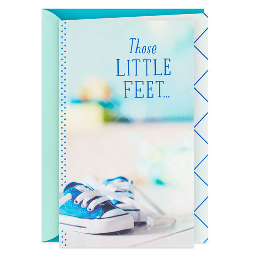 Tiny Blue Sneakers New Baby Boy Card, 