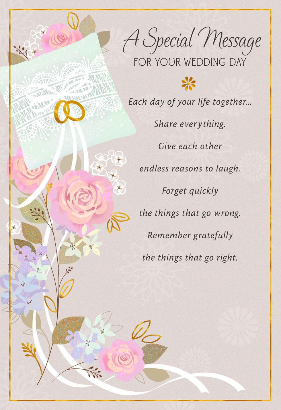 Rings, Ribbon and Flowers Wedding Card